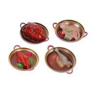 SUPVOX 4pcs Miniature Resin Hot Pot Kit Tiny Chinese Food Models for Dollhouse Kitchen Decorations DIY Scene Crafting Pretend Play Collectible Miniature Kitchen Accessories
