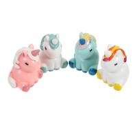 SUPVOX 4pcs Miniature Resin Unicorn Figurines Sitting Pose Statues for Fairy Garden Cake Decoration Indoor Resin Accessories with High-gloss Finish