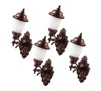 SUPVOX 4pcs Miniature Wall Lamp Model for Dollhouse Decoration Realistic Sand Table Materials White Light Bronze Color House Light Adornment for Crafts