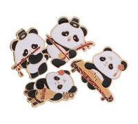 SUPVOX 4pcs Panda Brooch Pin Set Featuring Cartoon Panda Design with Traditional Chinese Musical Instrument Alloy Material, Versatile Usage and Longterm Shine for Daily Wear and Cultural
