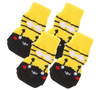 SUPVOX 4pcs Pet Winter Socks Slip Wear Resistant Cotton Paw Protectors Washable Dog Leg Wraps for Indoor Use Warm Covers with Cute Cartoon Pattern