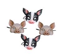 SUPVOX 4pcs Pig Animal Masks for Cosplay Party and Carnival Breathable Festival Dress Up Props White Black Pig Masquerade Masks for Halloween and Outdoor Events