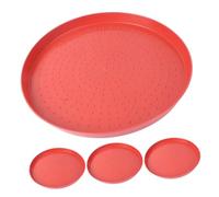 SUPVOX 4pcs Plastic Poultry Feeding Tray Small Chicken Starter Plate for Chicks Ducks Geese Non-slip Design
