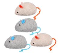 SUPVOX 4pcs Plush Cat Mouse with Natural Catnip, Sturdy Chew Resistant Kitten Teething for Indoor Cats, Includes 2 Dark Grey and 2 Beige Brown Stuffed Mice for Interactive Pet Play