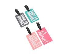 SUPVOX 4pcs PVC Luggage Tags Set with 3D Lettering, Soft Rubber Bag Tags for Travel Suitcases, Cruise and Airport Use, Gray Pink Green Yellow Identification Labels