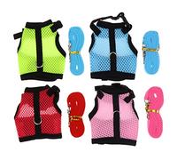 SUPVOX 4pcs Rabbit Vest Harness Leash Set Breathable Mesh Hamster Vest Harness for Outdoor Walking Medium Size for Rabbit Guinea Pig Ferret