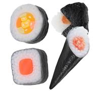 SUPVOX 4Pcs Realistic Sushi Model Set for Pretend Play - Artificial Onigiri, Salmon Square Rice Ball, Plum Triangle Rice Ball, Seaweed Roll, Fish Roe Sushi - Kitchen for ’ Role Play and