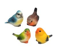 SUPVOX 4pcs Resin Bird Figurines Miniature Garden Ornaments for Indoor Outdoor Micro Landscape Lifelike Tiny Birds Statues for Fairy Gardens and Home Decor