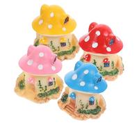 SUPVOX 4Pcs Resin Miniature Mushroom House Figurines Cute Mushroom Statues for Home Garden Decor Craft DIY Fairy Tale Landscape Ornament