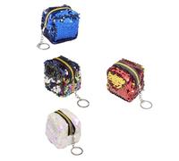 SUPVOX 4pcs ’s Double-Sided Sequin Coin Purses Change Storage Pouches Handheld Wallets in Red Blue Pink and Black Colors