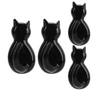 SUPVOX 4pcs Self-Adhesive Cat Tail Wall Hooks Decorative Hanging Hooks for Kitchen Bathroom Bedroom Black Novelty Set for Clothes Towels Keys Organizing