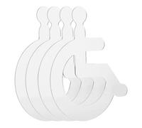 SUPVOX 4pcs Silver Acrylic Disabled Wheelchair Toilet Sign, Bathroom Wall Sticker for Restroom Door, Mirror Finish Accessible Toilet Indicator for Home and Commercial Use