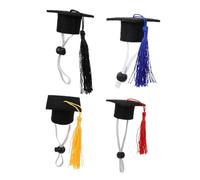 SUPVOX 4pcs Small Animal Graduation Caps Doctoral Style Hats with Elastic for Rabbits Hamsters and Birds Graduation Photo Props