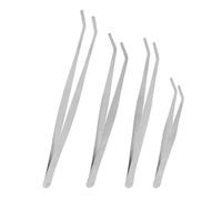 SUPVOX 4pcs Stainless Steel Succulent Tweezers Set with Bent Tips 12cm-25cm, Gardening Planting Tools for Succulent Care and Bonsai, Portable Small Garden Tweezers for Precise Plant