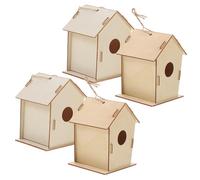 SUPVOX 4pcs Unpainted Wooden DIY Bird House Kit for Natural Craft Painting Unique Nesting Box for Garden Decoration and Creative Handiwork