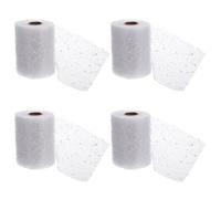 SUPVOX 4pcs White Mesh Ribbon 15cm Wide Snow Dot Yarn Ribbon for Flower Wrapping Bouquet Packaging Supplies DIY Craft for Christmas and Floral Decorations