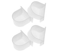 SUPVOX 4pcs White Semi-circular Bird Cage Feeders Plastic Food Bowls for Small Birds Parrots Feeder Container Practical Cage Accessory