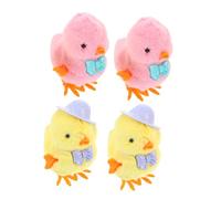 SUPVOX 4pcs Wind Up Chick Plush with Hat and Tie Jumping Easter Chicken for Soft Clockwork Novelty Gifts Basket Fillers for Boys and Holiday Fun