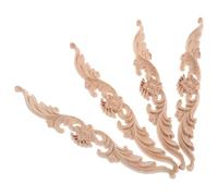SUPVOX 4pcs Wooden Appliques Carved Solid Wood Decorative Overlays 30x5x0.8cm European Style Home Wall Pediments Cabinet Furniture Ornaments