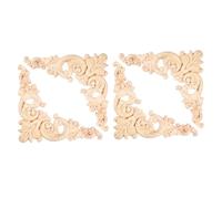 SUPVOX 4pcs Wooden Carving Applique 12.5x12.5cm Unpainted Solid Wood Carved Onlay Decorative Wall Pediment Decal for Furniture Door Bed Home Décor