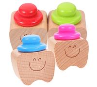 SUPVOX 4pcs Wooden Case Set for Baby Teeth Storage Holder with Simple and Generous Look Safe for Baby's Fingers and Hands Random Color