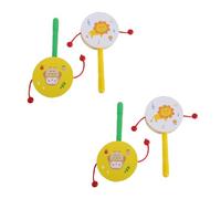 SUPVOX 4pcs Wooden Monkey Drum Set with Cartoon Animal Design Natural Wood Percussion Instruments for Early Education Soothing Rattle Sound for Family Fun and Playdates