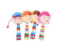 SUPVOX 4Pcs Wooden Rattle Drum Lightweight Handheld Educational Playthings for Sensory Development and Hand-Eye Coordination Mixed Cartoon Styles