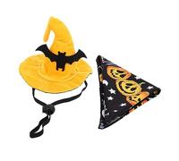 SUPVOX 4sets Cat Halloween Costume Funny Hat and Decorative Pumpkin Bandana Pet Party Accessories for Cats and Dogs for Photo Shoots and Festive Occasions
