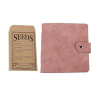 SUPVOX 5-inch Pink Pu Leather Seed Storage Binder with 50 Resealable Envelopes, 2-Ring Large Capacity Garden Seed Organizer for Flower and Vegetable Packet Keeping
