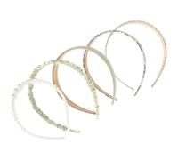 SUPVOX 5 Pieces Wide Sponge Pearl Headbands for Women, Pleated Fabric Hair Accessories Set for Beach, Face Washing and Daily Wear