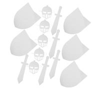 SUPVOX 5 Sets DIY Medieval Knight Costume Paintable Cardboard Shield Sword Mask for Creative Role Play Party Decorations Halloween Fun Lightweight and Friendly Craft