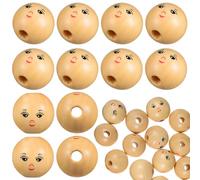 SUPVOX 50 Pcs Assorted Colour Smile Beads Small Round Wooden Beads with Pre-drilled Holes for Crafts and Keychains DIY Jewellery Making