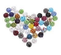 SUPVOX 50pcs 12mm Ab Resin Rhinestone Spacer Beads for Jewelry Making, Mixed Color Shiny Beads for DIY Bracelets and Necklaces Craft Supplies Random Color