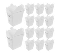 SUPVOX 50pcs 16oz Chinese Takeout Boxes with Wire Handle White Cardboard Food Containers for Hot and Cold Foods, Meal Prep Pails for Fried Rice, Fried Chicken, and Snacks
