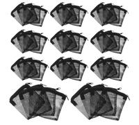 SUPVOX 50pcs Aquarium Filter Media Bags 10x10cm Black Reusable Mesh Zipper Pouch for Ceramic Filter Rings Fish Tank Water Filtration and Maintenance