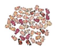 SUPVOX 50pcs Decorative Wooden Buttons Cat Shaped Cartoon Style Break Resistance Wear Resistance for Sewing and Decorating Shirts