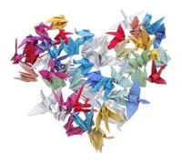 SUPVOX 50pcs Glitter Paper Cranes Handmade DIY Folding Craft Wedding Photo Props Bridal Shower Party Decorations Romantic Origami Crane Decor for Anniversary Random Style