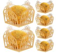 SUPVOX 50pcs Golden Paper Chocolate Wrappers and Muffin Liners for Wedding Candy and Biscuit Wrapping, Decorative Hollow-out Chocolate Cups for Storage and Party Use