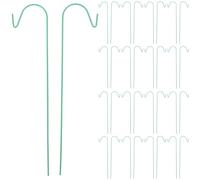 SUPVOX 50pcs Green Iron Shepherd Hooks for Outdoor Garden with Strong Soil Grip and Multipurpose Hanging, Elongated Tapered Rod Design, for Bird Feeders and Wind Chimes in Home Planting