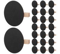 SUPVOX 50pcs Mini Chalkboard Signs with Clips, Round Black Wooden Message Boards for Notes, Memos, and Party Labels, Small Chalkboard Clip Signs for Office and Home Use