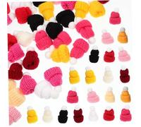 SUPVOX 50Pcs Mini Knitting Hats for DIY Crafts Bright Tiny Woolen Doll Hats for Christmas Decorations and Home Ornament Accessories