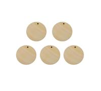 SUPVOX 50pcs round Wooden Slice Pendants for DIY Jewelry Making and Crafting, Single Hole Beige Wood Charms with Fine Workmanship, for Necklace and Keychain Accessories