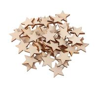 SUPVOX 50pcs Wooden Star Cutouts Versatile Paintable Beige Fivepointed Stars for Craft Project and Crafting Activities