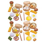 SUPVOX 58Pcs Kitchen Pretend Play Food Set Chinese Breakfast with Steamed Buns Dumplings More Educational Role Play for Enhance Creativity Social Skills