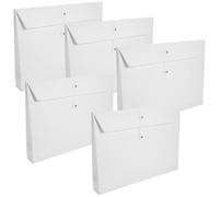 SUPVOX 5pcs A4 Large Kraft Paper File Bags with String Button Document Folder Organizers for School Office Filing Eco-Friendly White Paper File Pockets Convenient Holder Set