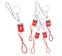 SUPVOX 5pcs Blood Type Pendant Keychain Set, Metal Small Hanging Decor with A, B, Ab, O, Rh Types, Unique Blood Style Charm Keyrings for Party Favors and Halloween Props