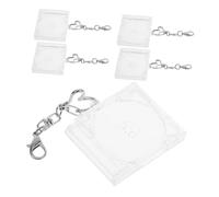 SUPVOX 5Pcs Clear CD Album Covers with Heart Shaped Clasp DIY Keychain Accessory for Music Lovers Bag Hanging Decor Collectible Mini Disc Holder
