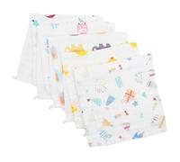 SUPVOX 5pcs Cotton Baby Washcloths Soft and Smooth Texture Gauze Face Towels for Newborns and Boys and Girls 25x50cm Adorable Design for Outdoor and Toilet Use Random Style