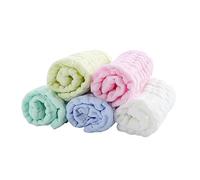 SUPVOX 5Pcs Cotton Newborn Face Towels, Reusable Baby Washcloths for Face, Soft Breathable Cotton Facial Towels for Newborns