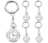 SUPVOX 5pcs Elegant Pocket Watches Lightweight Stainless Steel Glass Nurse Keyring Simple Shape Hanging Design for Nurses Work in The Hospital